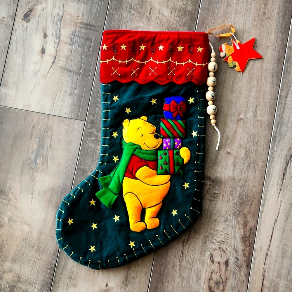 Vintage 1999 Winnie the Pooh Christmas Stocking from the Disney Store